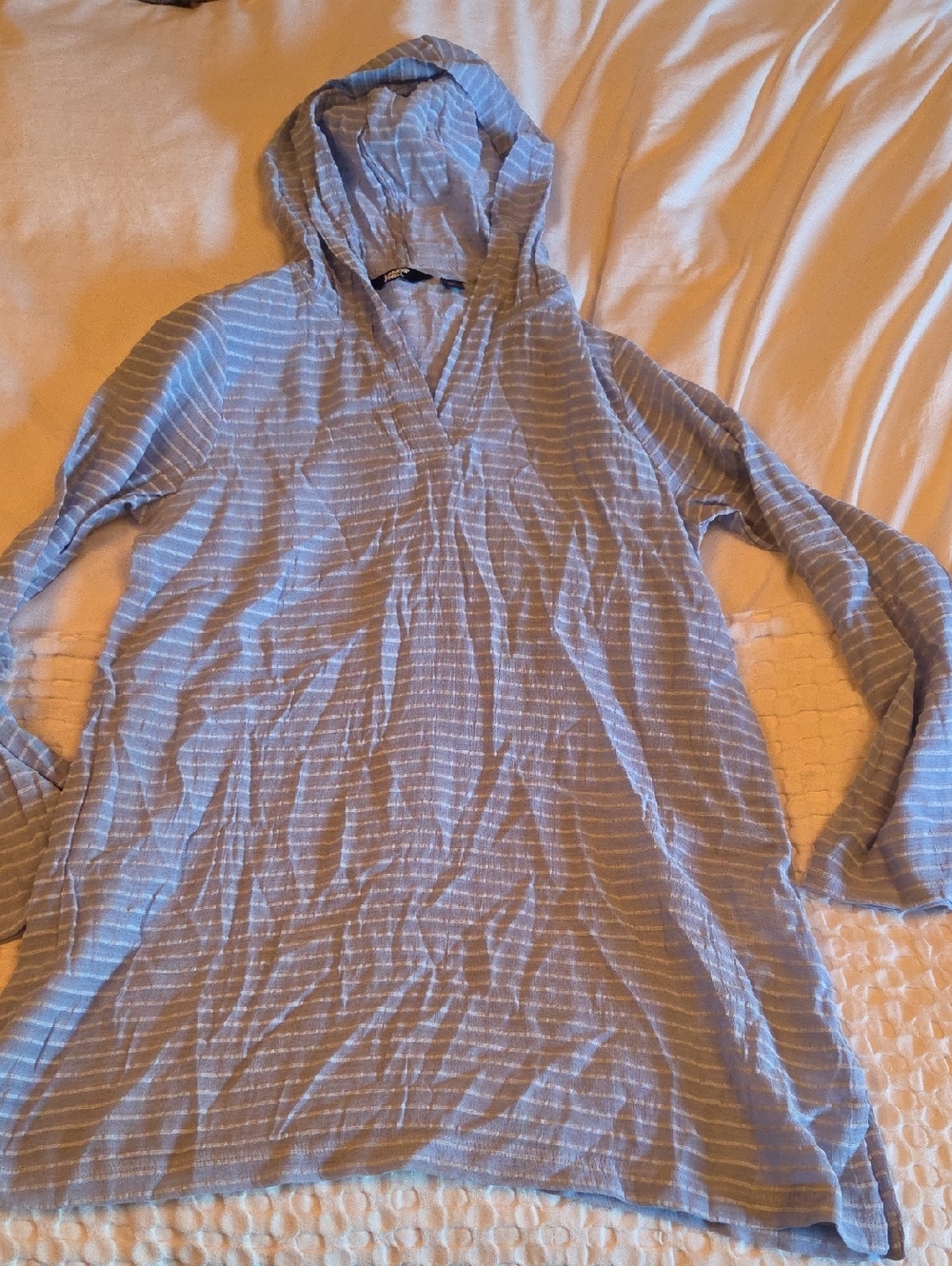 Light Blue Striped Swim Coverup Tunic